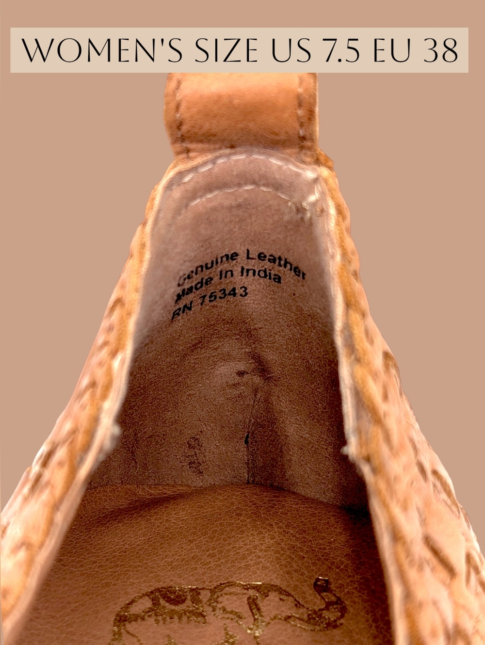 Handcrafted Soft Woven Leather Ballet Flats Sz 7.5 Gold Tone Accents & Pull Tabs - Picture 9 of 17